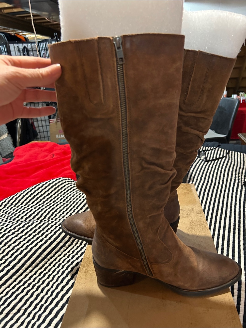 Born Tan Suede Mid-Calf Slouch Boots - Picture 4 of 8